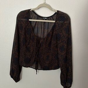 Fashion Nova Sheer top with front ties